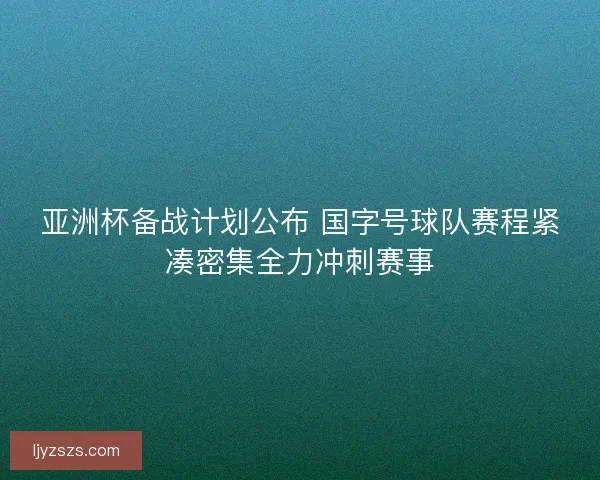 亚洲杯备战计划公布 国字号球队赛程紧凑密集全力冲刺赛事